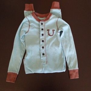 LAZY ONE Boy's PJ's 2T Aqua and Brown Long Sleeve